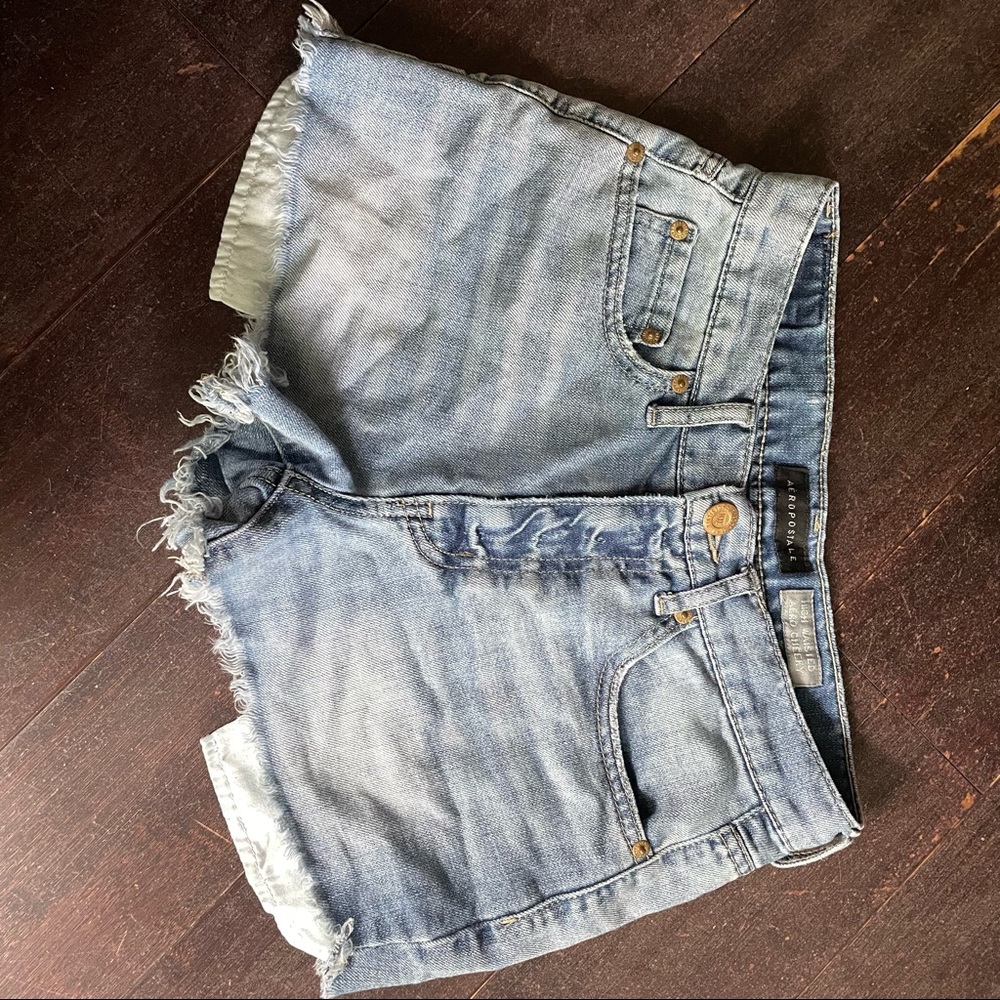 light wash high waisted cheeky denim shorts